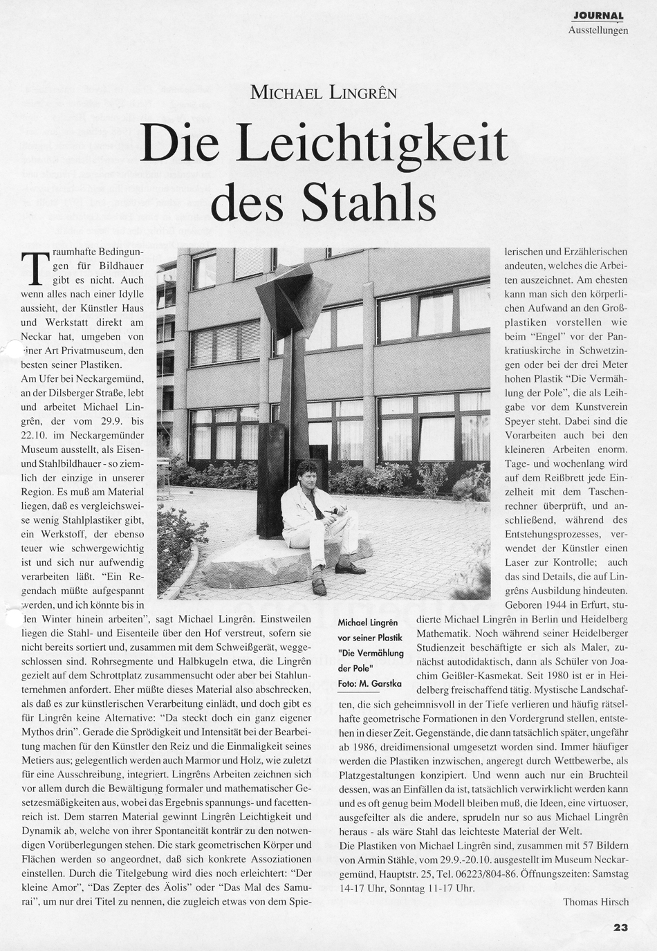 JOURNAL September 1991 Die Leichtigkeit des Stahls  graustufen web